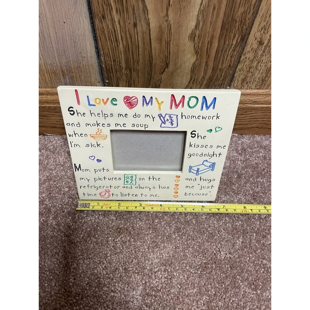 Vintage Ganz‎ I Love My Mom Colorful Ceramic Picture Frame Photo Window